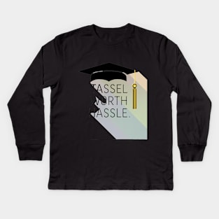 Graduation "Tassel Worth Hassle", Retro Design Kids Long Sleeve T-Shirt